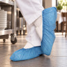 Copriscarpe monouso impermeabili in CPE blu con fondo goffrato 41x15 cm Walking Easy - 100 pz