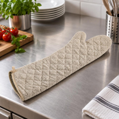 Guanto da forno professionale lungo in cotone trapuntato 61 cm per forno a legna Leone