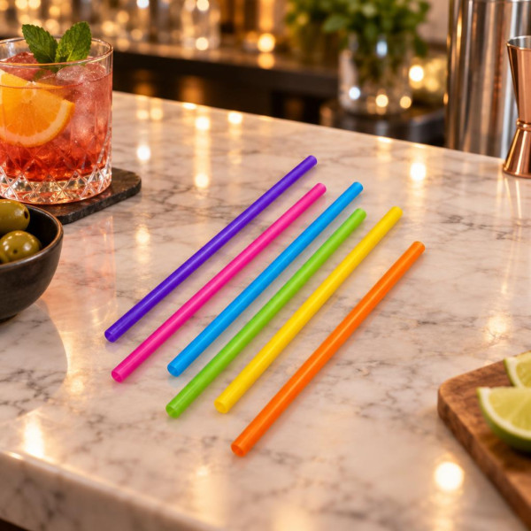 Cannucce riutilizzabili colorate dritte 24 cm Ø 8 mm per frullati e bibite Flo - 200 pz