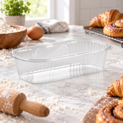 Portababà in PET trasparente 1ª misura 6 x 3,5 cm per pasticceria Erremme Dolci Pensieri - 100 pz