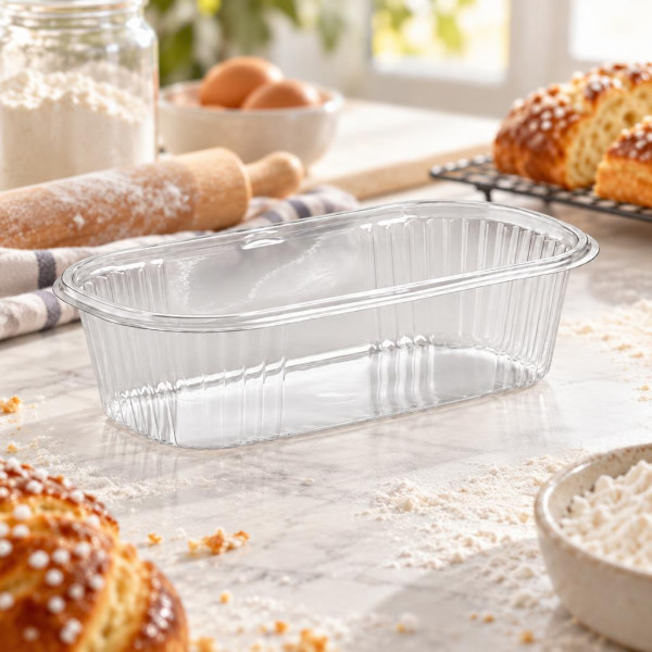 Portababà in PET trasparente 3ª misura 9 x 5,5 cm per pasticceria Erremme Dolci Pensieri - 100 pz
