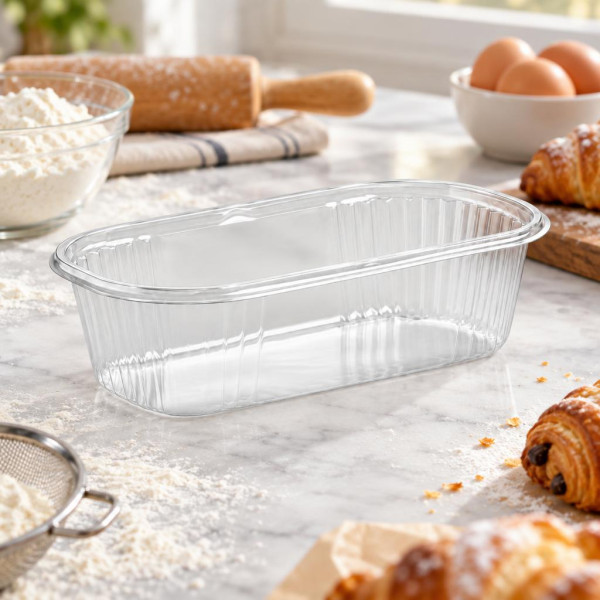 Portababà in PET trasparente 4ª misura 11,5 x 6 cm per pasticceria Erremme Dolci Pensieri - 50 pz