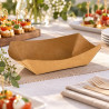 Vaschette per fritti a barchetta in cartoncino kraft avana 700 ml 19,5x16,5 cm Leone - 125 pz
