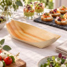 Piroghe in legno di pioppo medio-grandi 17,5x8,5x2 cm per finger food Leone - 50 pz