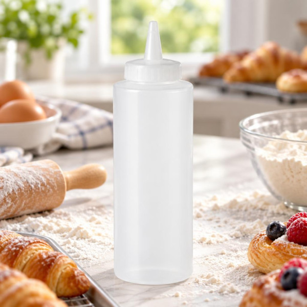 Dosatori squeeze per salse in plastica trasparente con tappo 340 ml Leone - 6 pz