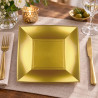 Piatti da dessert quadrati riutilizzabili in polipropilene oro 18 cm - 12 pz
