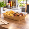 Vaschette per fritti in cartoncino kraft avana e bianco 500 ml 18x12x4 cm Leone - 100 pz