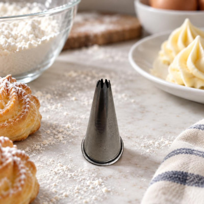 Bocchetta per sac à poche a stella in acciaio Ø 5 mm con bordino Thermohauser