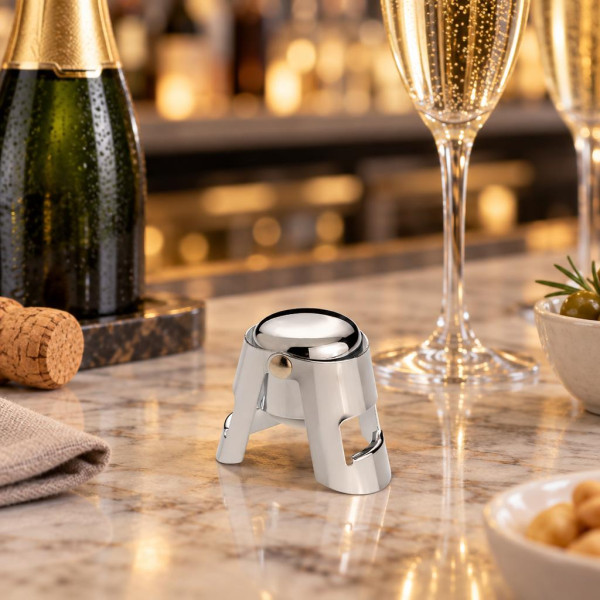 Tappo salvaspumante per champagne e prosecco in acciaio Leone