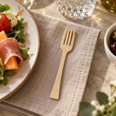 Forchettine in legno per finger food e aperitivi 10 cm Dampe Jungle - 50 pz