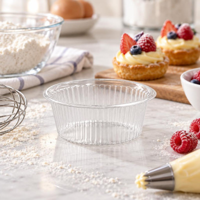 Portasavarè in PET trasparente 3ª misura Ø 8,5 cm per pasticceria Erremme Dolci Pensieri - 50 pz