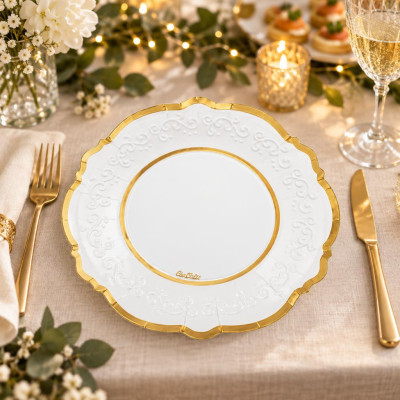Piatti di carta Gold Liberty 27 cm - 8 pz