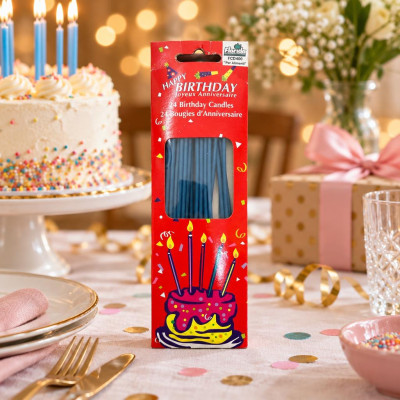 Candeline lunghe celesti 17 cm - 24 pz