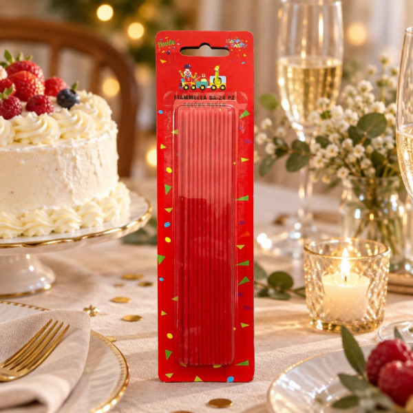 Candeline lunghe rosse 17 cm - 24 pz