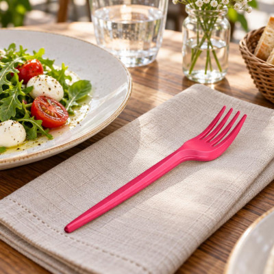 Forchette compostabili in bioplastica rosse 16 cm - 100 pz