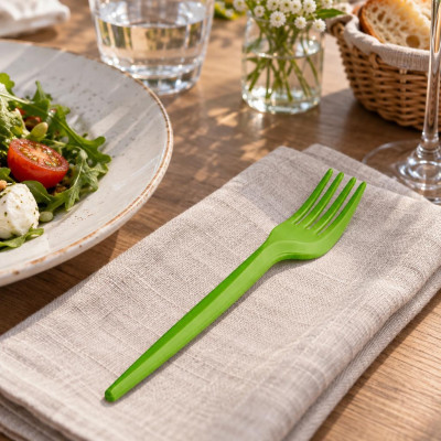 Forchette compostabili in bioplastica verdi 16 cm - 100 pz