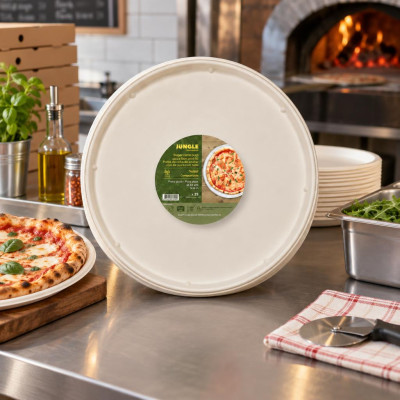 Piatti pizza compostabili in canna da zucchero Ø 32 cm - 50 pz