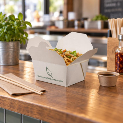 Take away box compostabili per noodles e primi 900 ml - 25 pz