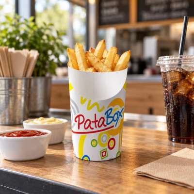 Astucci per patatine fritte a bicchiere in cartoncino - 100 pz