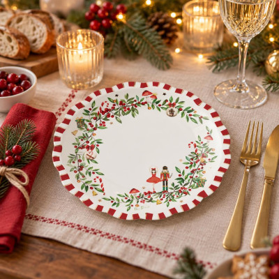 Piatti di carta natalizi Christmas Vintage 21 cm - 8 pz