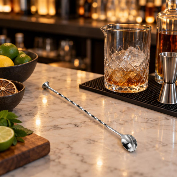 Cucchiaio da bar in acciaio inox con manico a spirale 29 cm per cocktail Leone