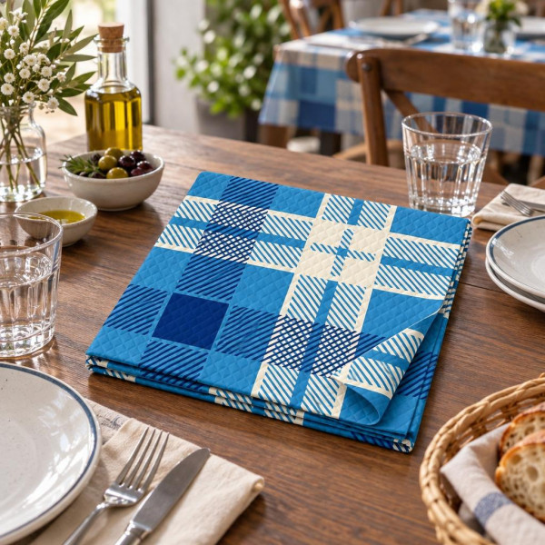 Tovaglie di carta a quadretti Risto-Scozzese blu 100x100 cm - 50 pz