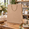 Shopper lusso verticale in carta kraft avana con manici in cotone e fondo rigido 26+12x36 cm Decoration Group