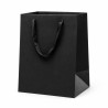 Shopper regalo fondo largo Elegance in carta kraft nera con manici in cotone 24,5+24,5x33,5 cm Decoration Group