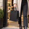 Shopper regalo fondo largo Elegance in carta kraft nera con manici in cotone 24,5+24,5x33,5 cm Decoration Group