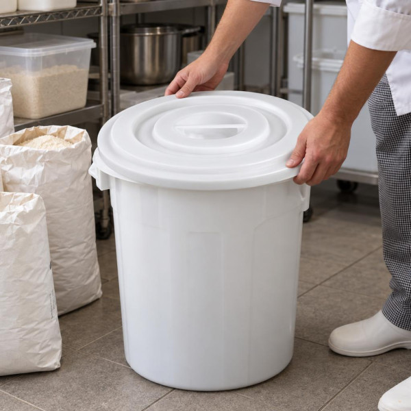 Coperchio per bidone alimentare da 75 litri in PP bianco Ø 51 cm Mobil Plastic