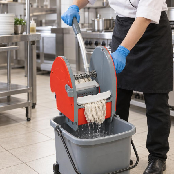 Pressa strizzatore per mop in plastica rossa con alberino in alluminio VDM 4100P