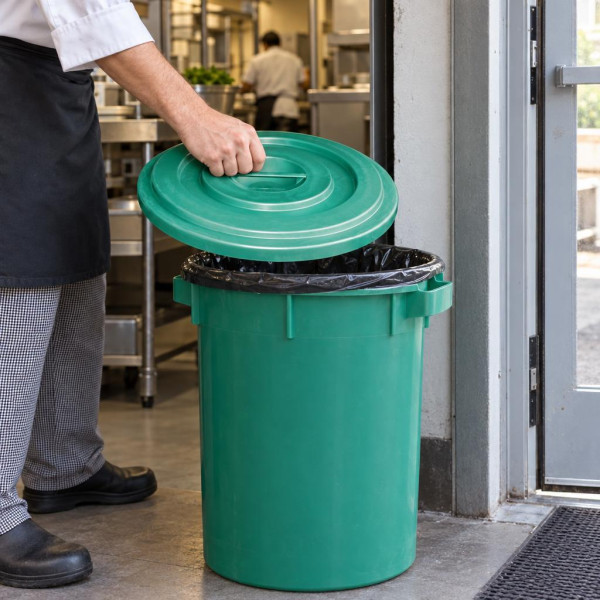 Coperchio verde per bidone industriale da 35 litri in PP Ø 40 cm Mobil Plastic