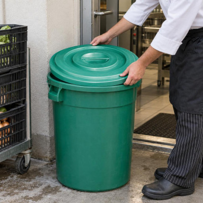 Coperchio verde per bidone industriale da 75 litri in PP Ø 51 cm Mobil Plastic