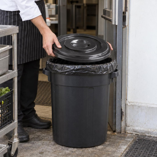 Coperchio nero per bidone industriale da 50 litri in PP Ø 47 cm Mobil Plastic