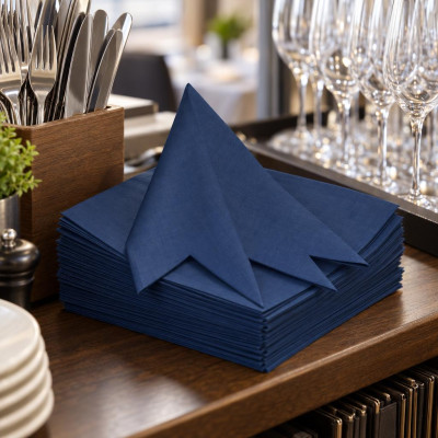 Tovaglioli airlaid effetto stoffa Tork Linstyle 39x39 cm blu notte - 50 pz