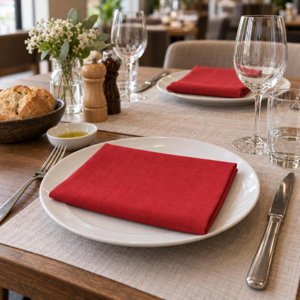 Tovaglioli airlaid effetto stoffa Tork Linstyle 39x39 cm rossi - 50 pz