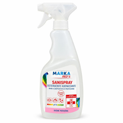Igienizzante spray mani e dispositivi di protezione Marka Red's Sanispray 750 ml alcol 75% senza risciacquo