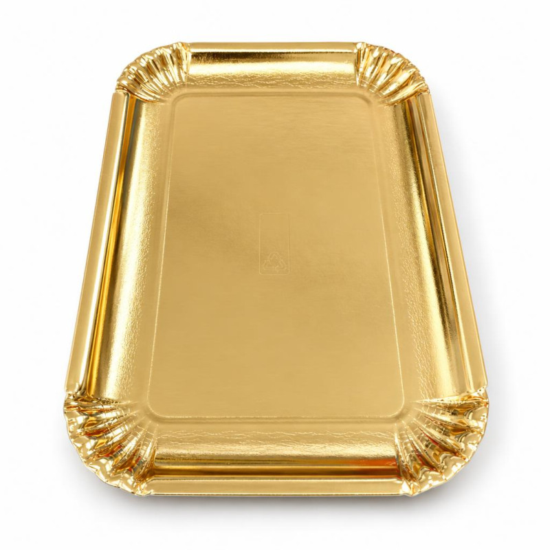 Vassoi oro rettangolari in cartone per pasticceria con bordino, dal N.2 al N.10, confezione da 10 kg Del Pin