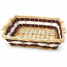 Cesto regalo rettangolare in vimini con fasce marroni e bianche e manici in legno 51 x 38 x 13 cm per cesti natalizi Preda