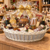 Cesto regalo ovale in vimini in vimini bianco con manici in legno 85 x 65 x 14 cm per cesti natalizi Preda