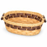 Cesto regalo ovale in vimini con fasce marroni e manici in legno scuro 41 x 33 x 12,5 cm per cesti natalizi Preda
