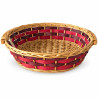 Cesto regalo ovale in vimini con fasce rosse e marroni e piccoli manici 38 x 28 x 10 cm per cesti natalizi Preda
