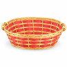 Cesto regalo ovale in vimini con fasce rosse e manici 61 x 48 x 16 cm per cesti natalizi Preda