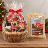 Kit confezionamento cesti regalo con foglio cellophane 100x130 cm, fiocco rosso e truciolo in legno Preda