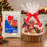 Kit confezionamento cesti regalo con foglio cellophane 100x130 cm, fiocco rosso e truciolo neutro Preda