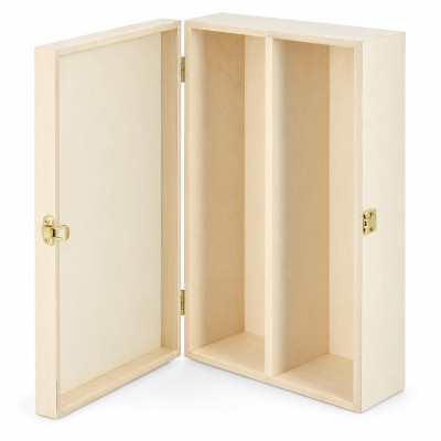 Cassetta portabottiglie in legno di betulla con coperchio e gancetto per 2 o 3 bottiglie di vino, confezione regalo Preda