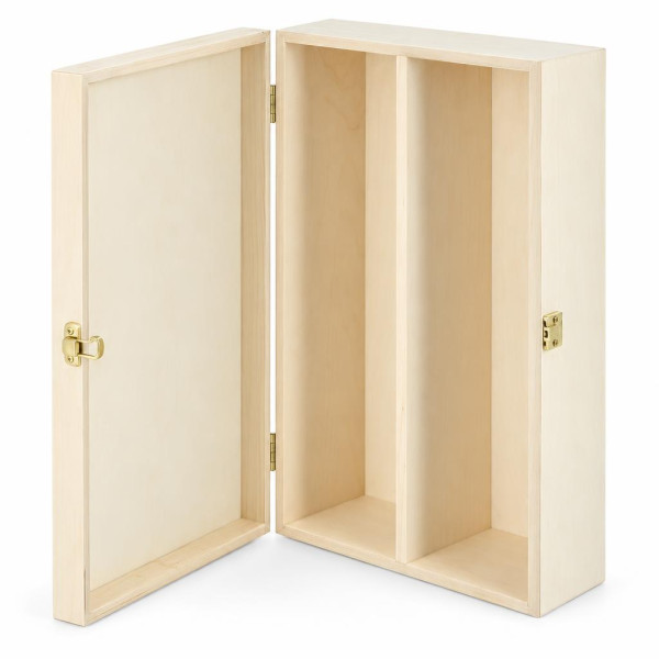 Cassetta portabottiglie in legno di betulla con coperchio e gancetto per 2 o 3 bottiglie di vino, confezione regalo Preda