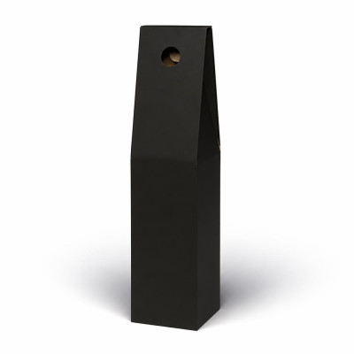 Scatola porta bottiglie in cartoncino 1 posto liscio nero senza finestra 9 x 9 x 38 cm FAG