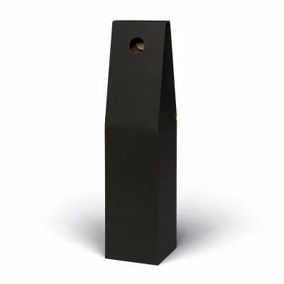 Scatola porta bottiglie in cartoncino 1 posto liscio nero senza finestra 9 x 9 x 38 cm FAG