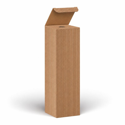 Scatola porta bottiglie in cartoncino 1 posto cannetè avana per Magnum 1,5 l con coperchio a incastro 11,5 x 11,5 x 39,5 cm FAG